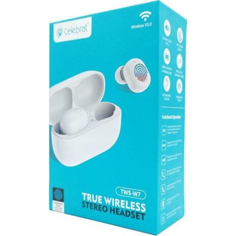 Ακουστικά ασύρματα με θήκη φόρτισης Celebrat W7, true wireless λευκά W7-WH - Τεχνολογία και gadgets για το σπίτι, το γραφείο και την επιχείρηση από το από το oikonomou-shop.